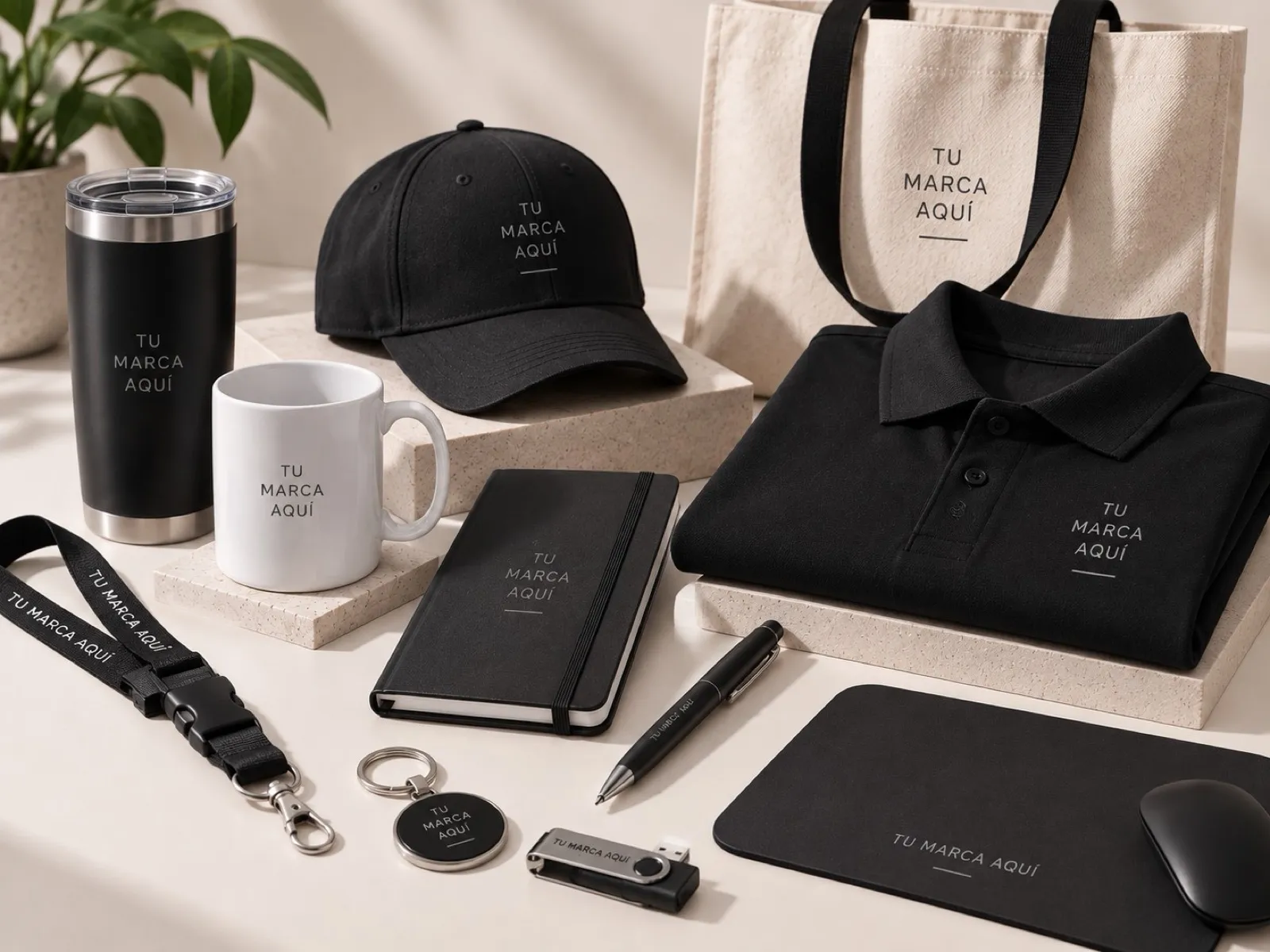 Artículos promocionales y regalos corporativos personalizados: termo, vaso, gorra, taza, libreta, uniforme y tote con logo
